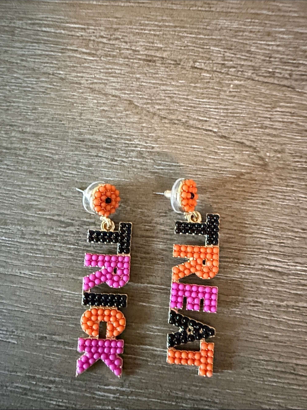 Pink & Orange Trick Treat Beaded Drop Earrings - Women Jewelry